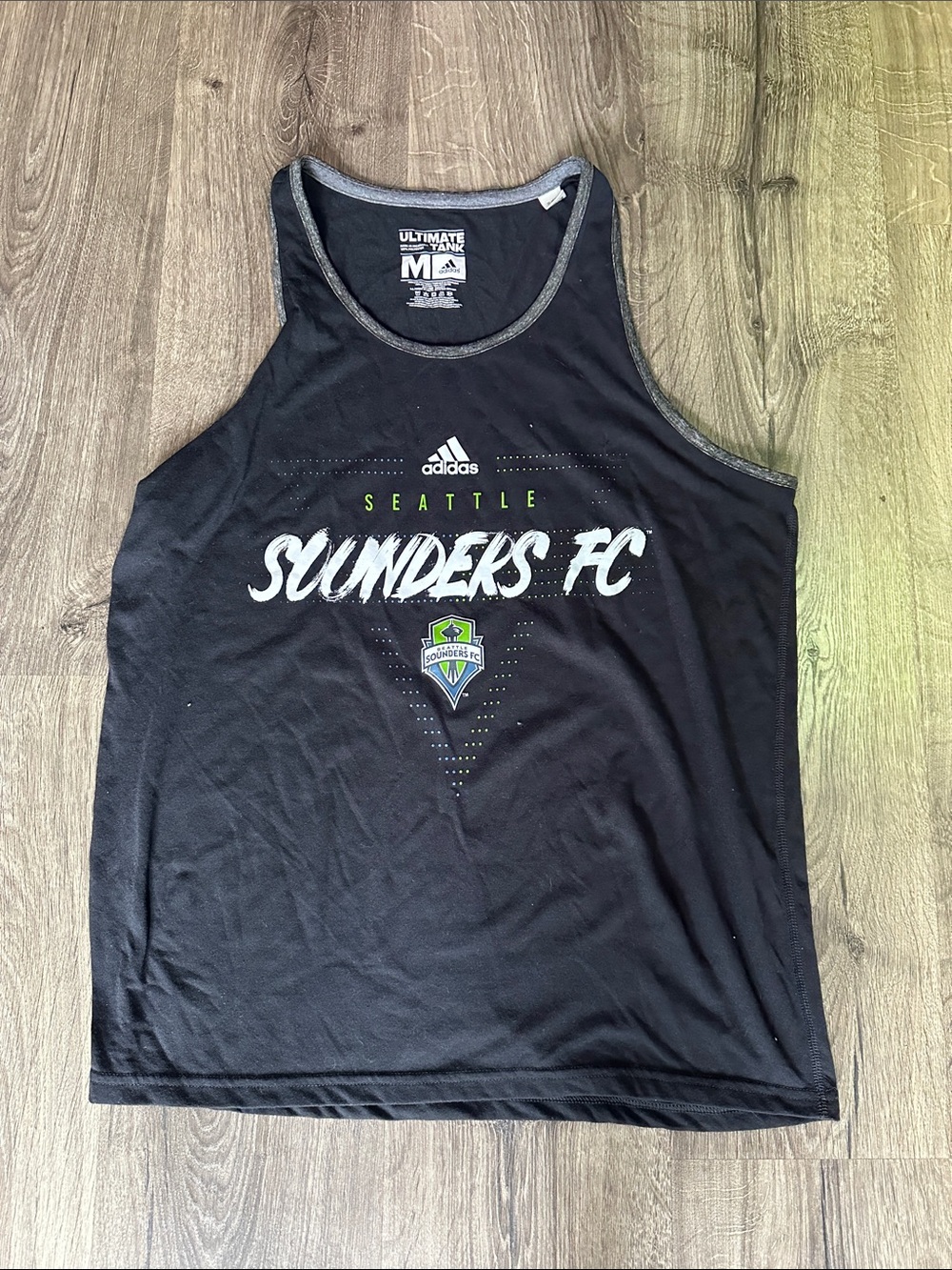 adidas Black Seattle Sounders FC Graphic Tank Top